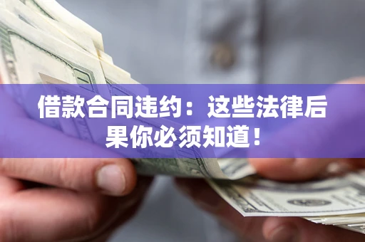 武汉借款合同违约：这些法律后果你必须知道！